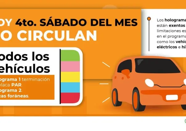 ¿Tienes planes de salir? Consulta el Hoy No Circula sabatino 27 de abril