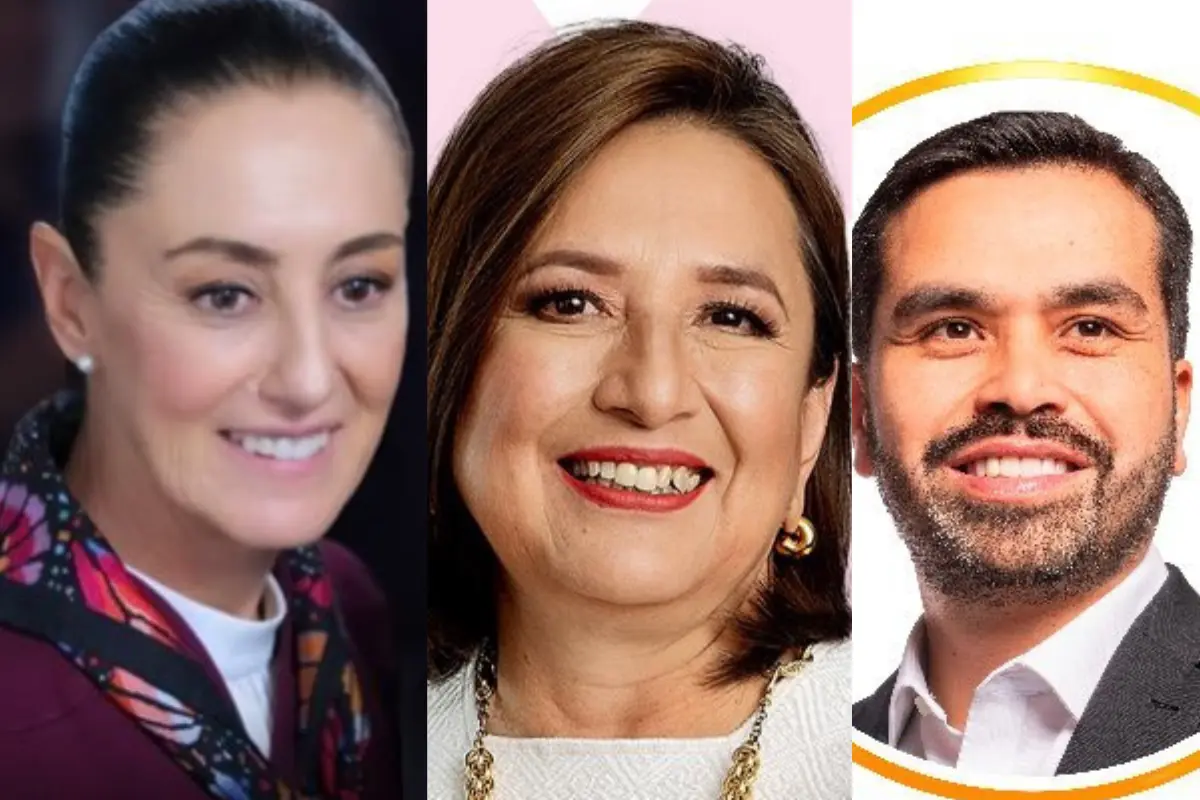 Candidatos a la presidencia de México. Foto tomada de: X @XochitlGalvez, @Claudiashein, @AlvarezMaynez