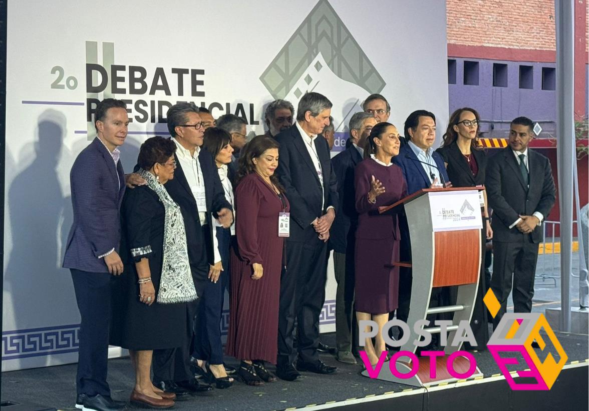 Claudia Sheinbaum, postulante de Morena para la presidencia, arribó al segundo debate presidencial con optimismo sobre un intercambio de ideas y propuestas. Foto: Enrique Pérez / POSTA