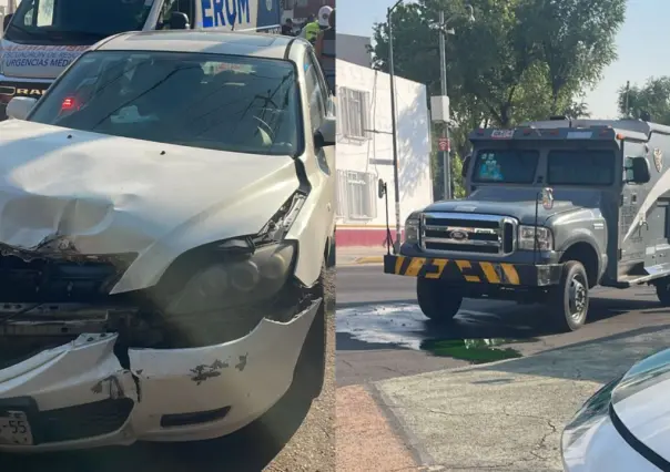 Choca camioneta de de valores contra auto compacto en la Doctores