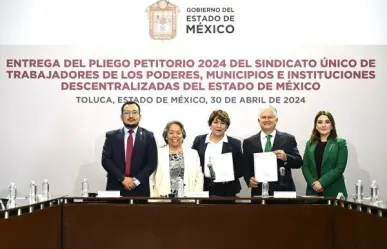 Entregan a Delfina Gómez pliego petitorio los burócratas de Edomex