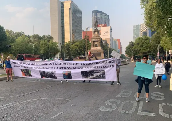 Protestan vecinos de la colonia Juárez, ¡Reubicación inmediata de migrantes!