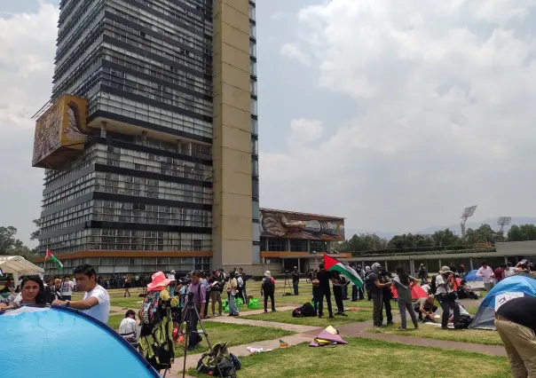 Campamento en favor de Palestina en CU