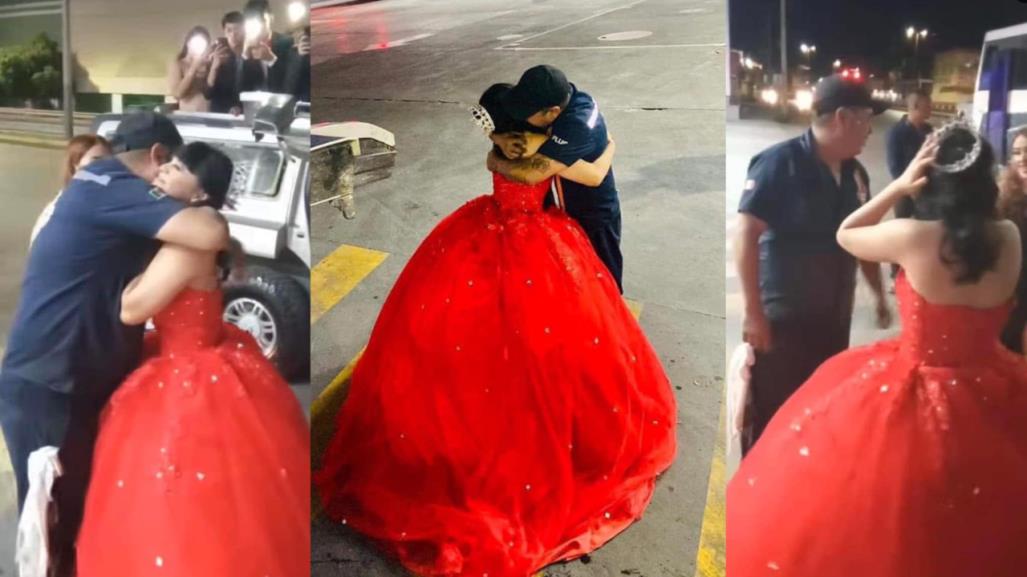 Quinceañera abandona recorrido en limusina para visitar a su papá en Torreón