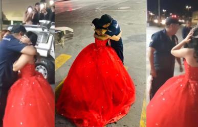 Quinceañera abandona recorrido en limusina para visitar a su papá en Torreón