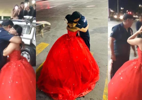 Quinceañera abandona recorrido en limusina para visitar a su papá en Torreón