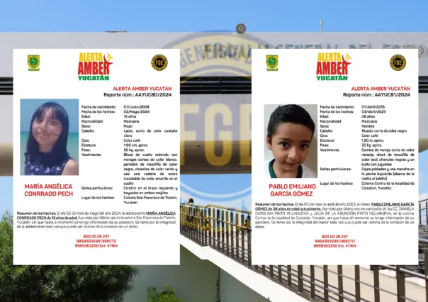 Alerta Amber: Buscan a dos menores desaparecidos en Celestún y Tizimín