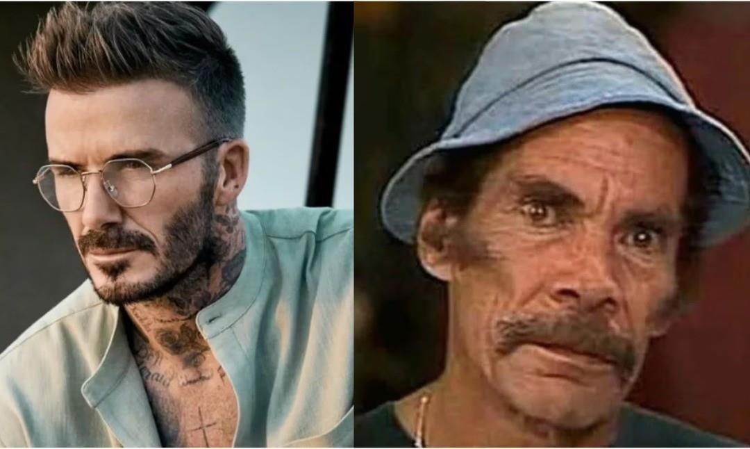 David Beckahm exfutbolista inglés y Don Ramón, personaje de la serie El Chavo 8. Foto: Canva