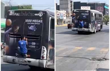 ¡Más aferrado que ex! Joven se pasea en camión sin pagar en Monterrey (VIDEO)