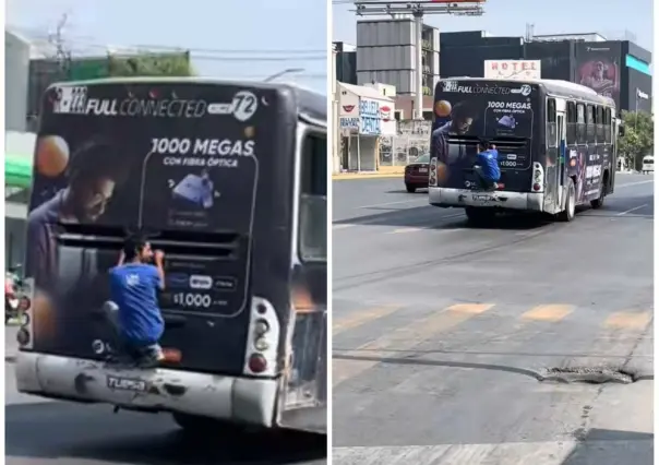 ¡Más aferrado que ex! Joven se pasea en camión sin pagar en Monterrey (VIDEO)