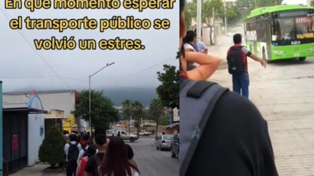 Se queja mujer por tiempo de espera de camiones en Monterrey ¡Qué estrés!