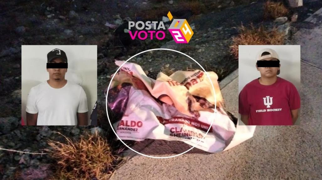 Detienen a dos personas por robo de propaganda electoral de Morena