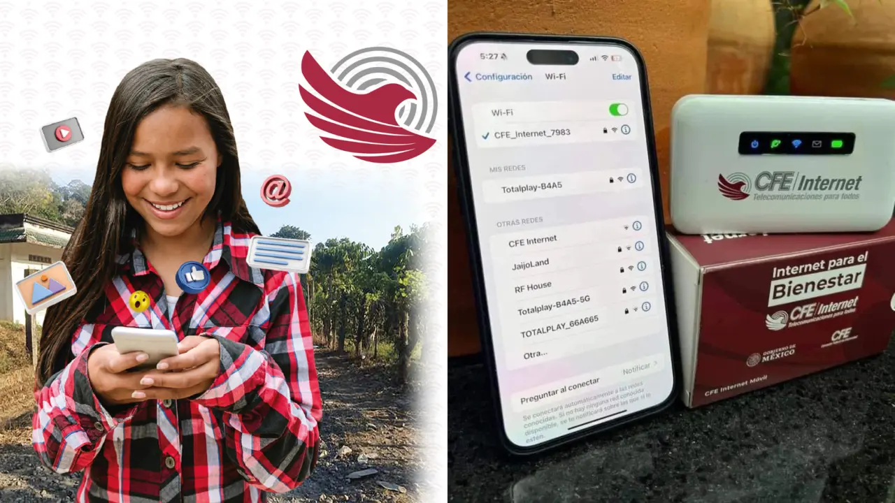 Usuario utilizando su celular, modem móvil de MIFI conectado a un celular / Foto: CFE Internet