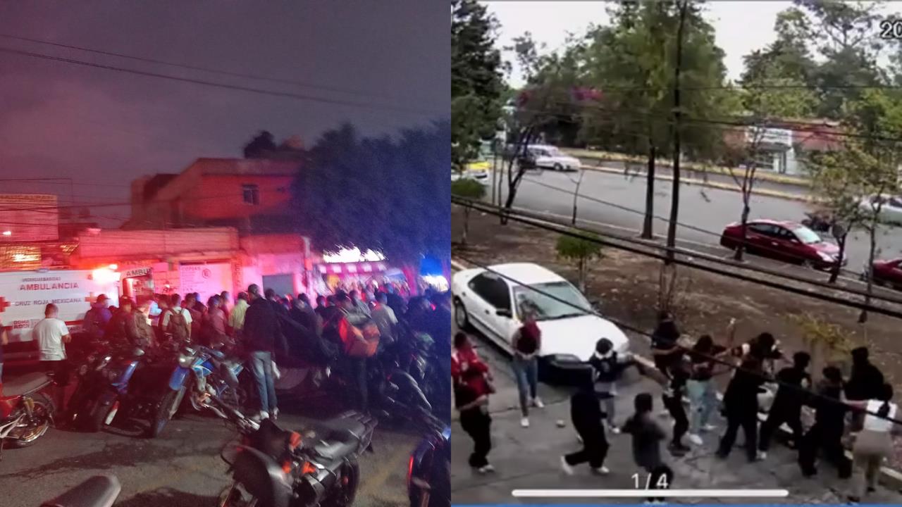 Enfrentamiento porril en CCH Naucalpan. Foto: FB Laura Barranco / Especial