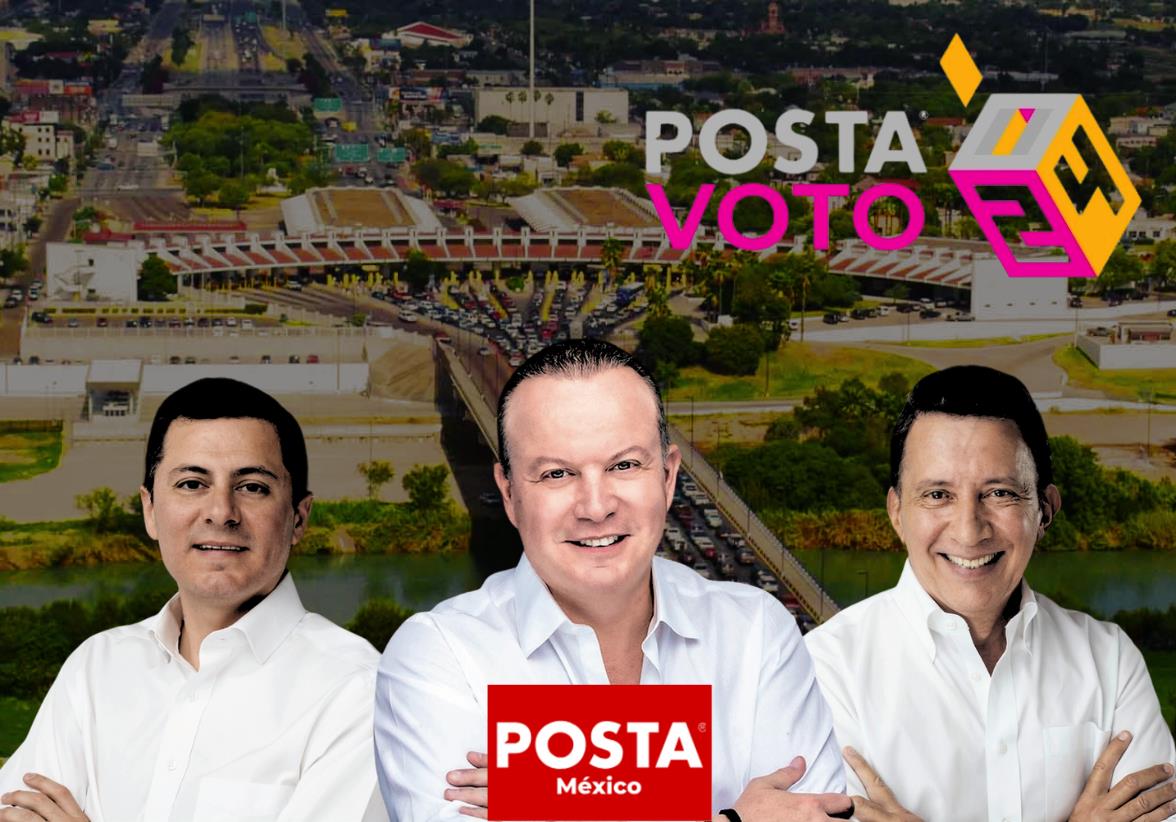 Carlos Canturosas, de Morena; Manuel Canales, del PRI-PAN-PRD; y Alfonso Salas, de Movimiento Ciudadano, contendrán por el distrito 01 federal de Nuevo Laredo. Foto: Especial POSTA