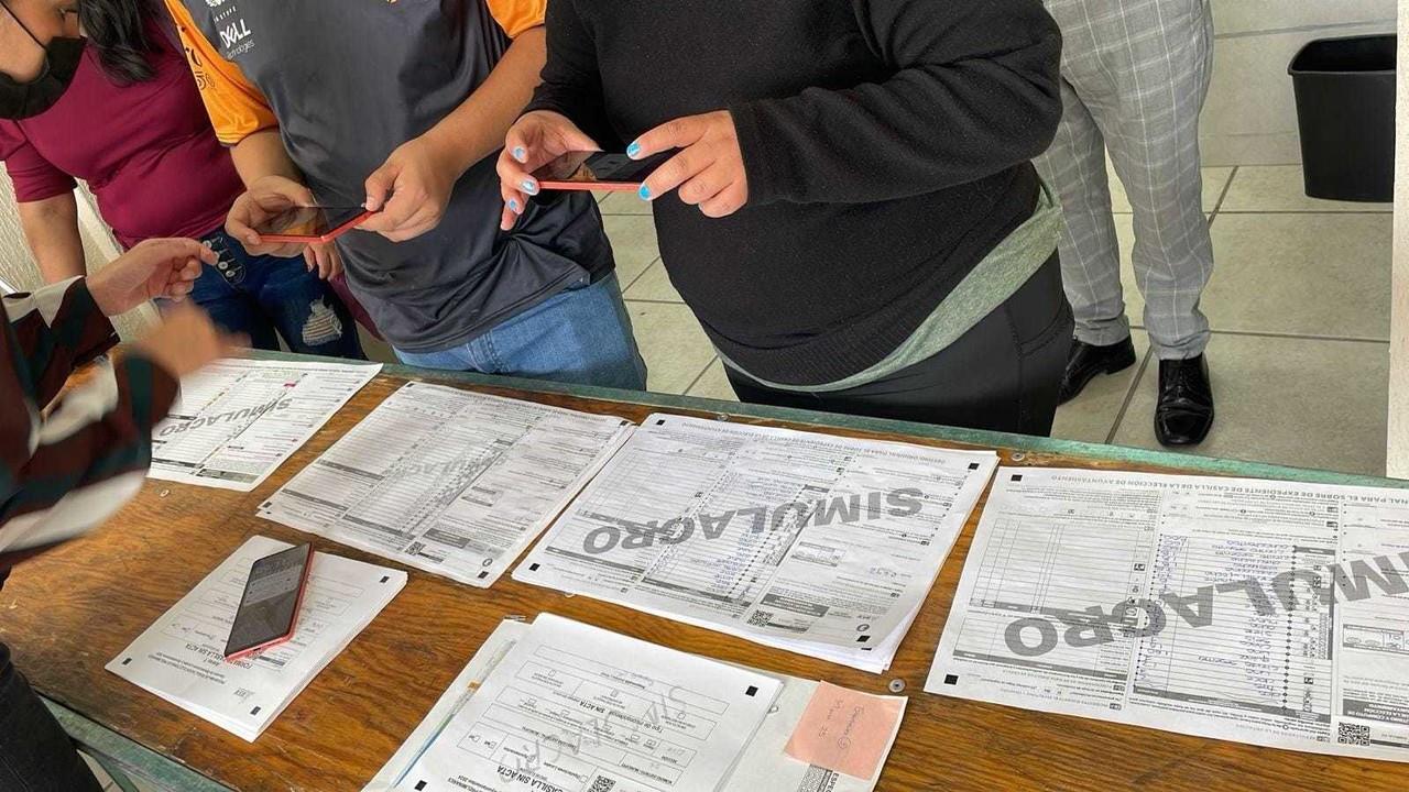 Primer simulacro del PREP para elecciones. Foto: @SLopezBringas