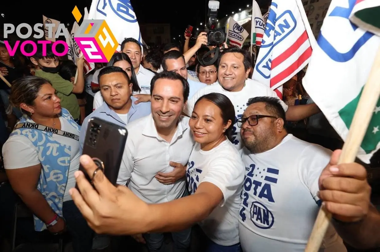 Mauricio Vila visitó el martes por la noche el municipio del Tecoh donde apoyó a los aspirantes del PAN a diversos cargos públicos de la localidad.- Foto cortesía