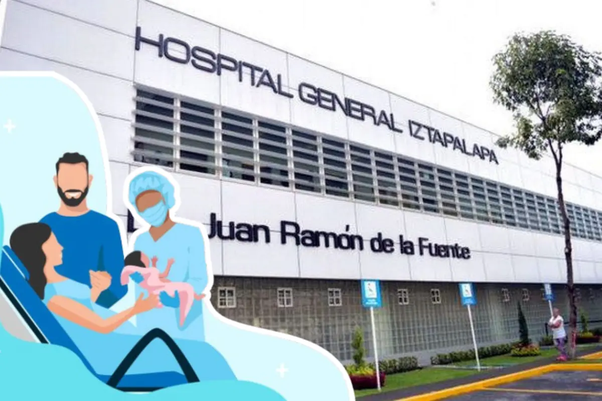 Fachada del hospital Dr. Juan Ramón de la Fuente y animaciones de un parto.     Foto: Especial