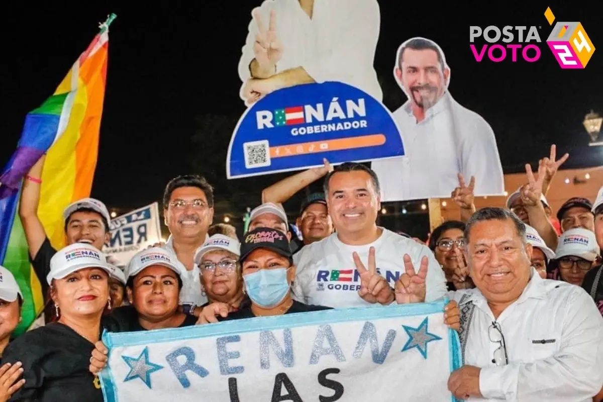 Renán Barrera con simpatizantes en Yucatán Foto: X(Twitter) @RenanBarrera