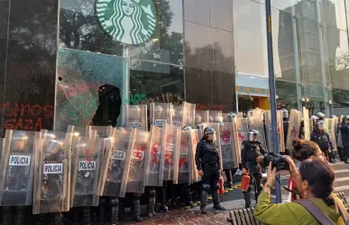 Marcha pro Palestina causa destrozos y pintas, dos cafeterías las más afectadas