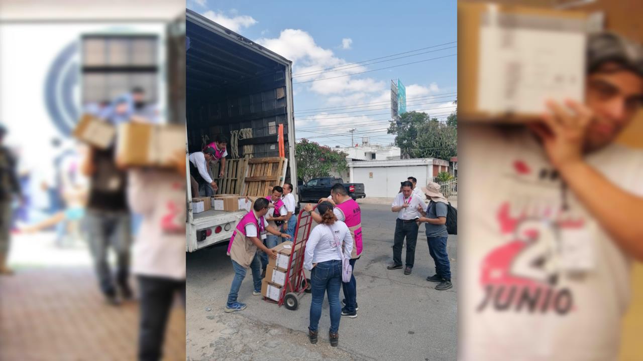 El material electoral es custodiado por elementos de seguridad Foto: Cortesía