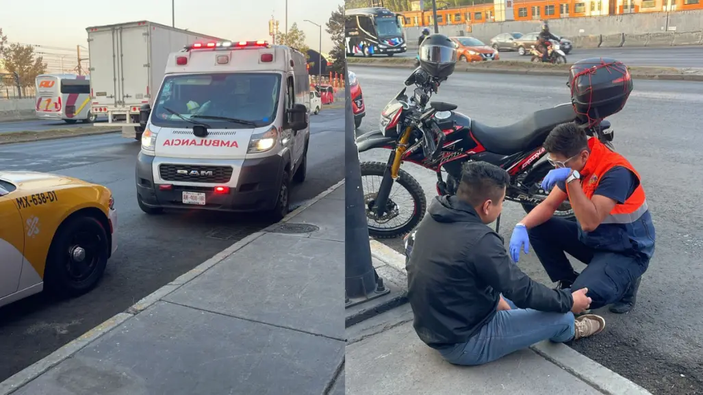 Motociclista derrapa tras ser proyectado por automovilista que se dio a la fuga