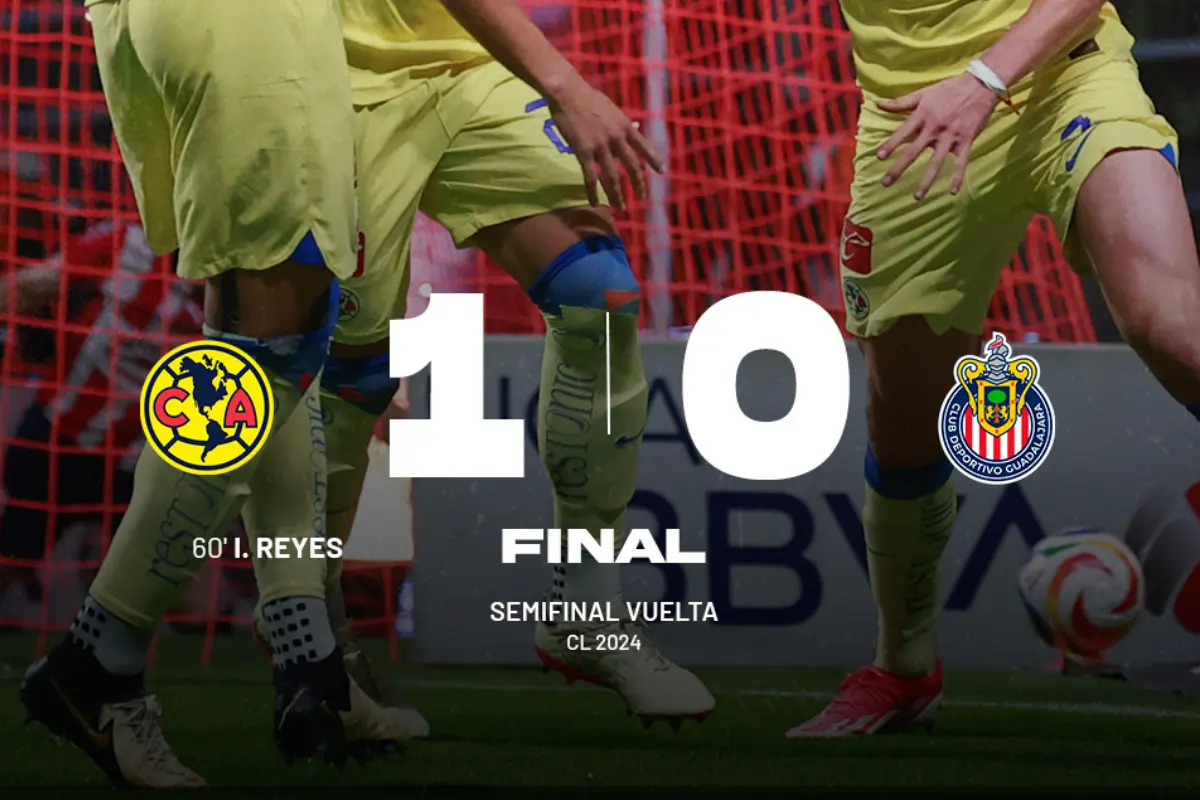 Marcador final de 1-0 a favor del América sobre las Chivas del Guadalajara. Foto: X/(@LigaBBVAMX)