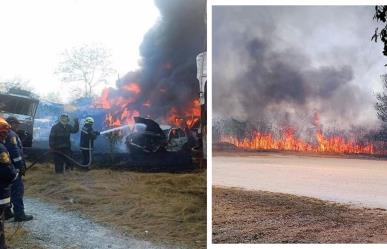 Incendio en corralón de Kanasín consume 46 vehículos en la vía Mérida-Chetumal