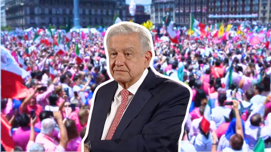 AMLO resalta democracia y libertades tras marcha de la Marea Rosa del domingo