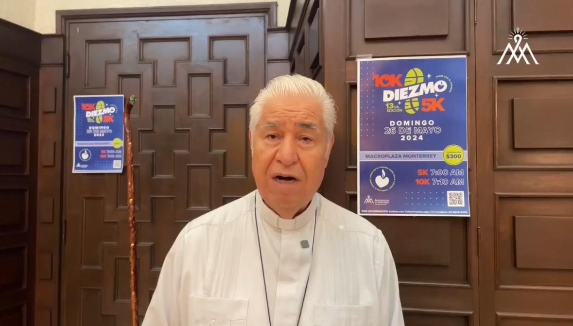 Rogelio Cabrera López, Arzobispo de Monterrey invitó a la población en general a participar en la misa por la paz, Foto. Facebook Arquidiócesis