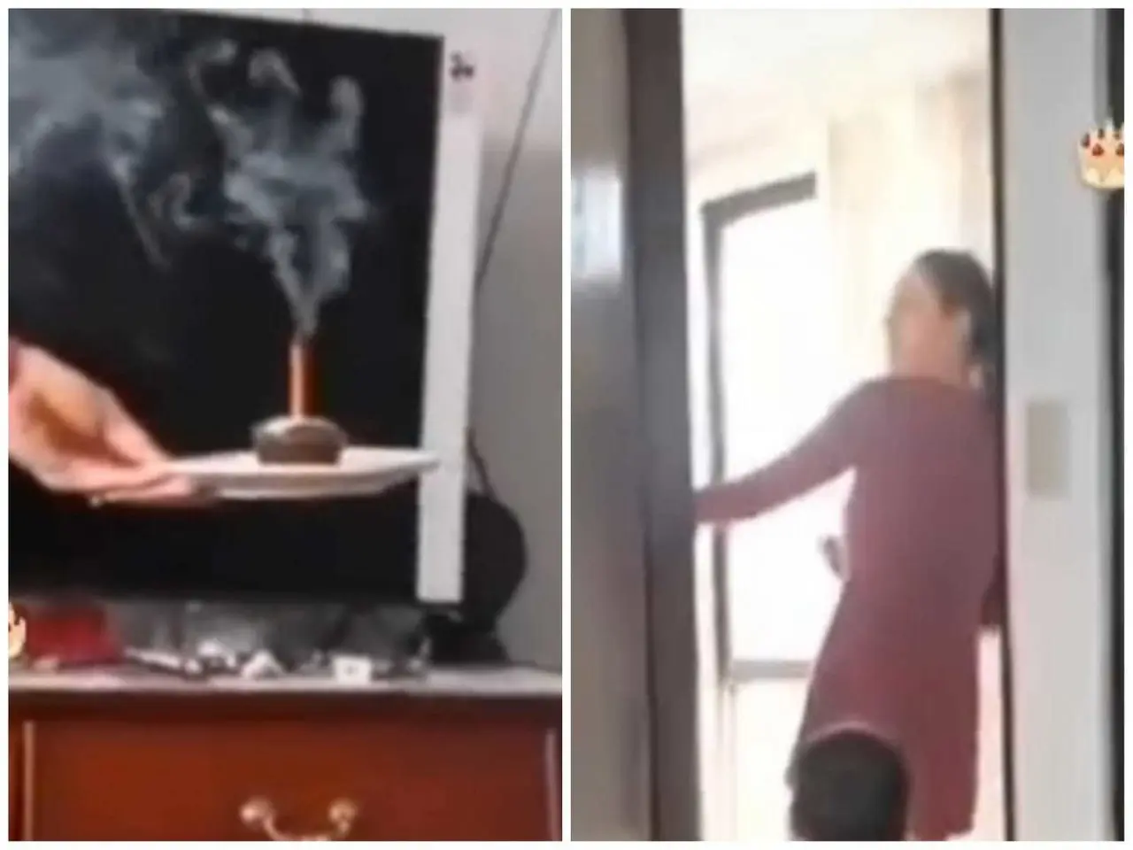 La escena se vuelve aún más divertida cuando un pequeño niño, que también se encontraba en la habitación, escucha la confusión y sale corriendo. Foto: Tiktok.