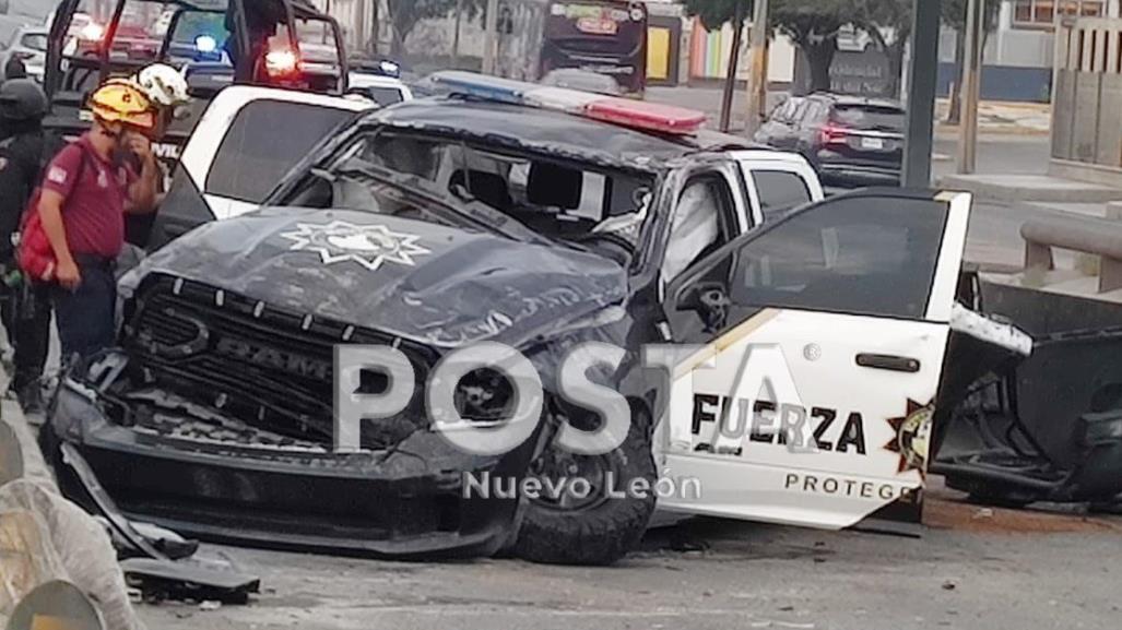 Volcadura deja cinco policías heridos en Escobedo