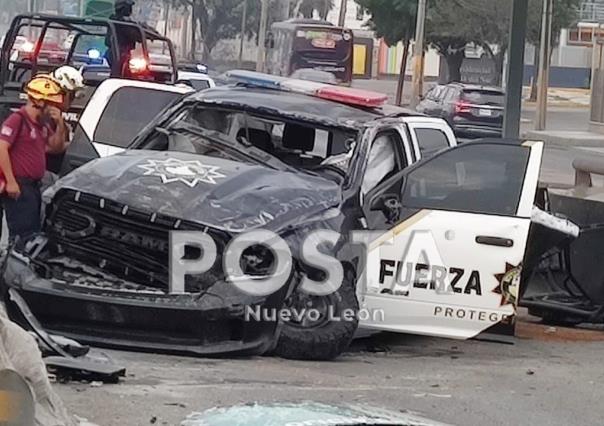 Volcadura deja cinco policías heridos en Escobedo