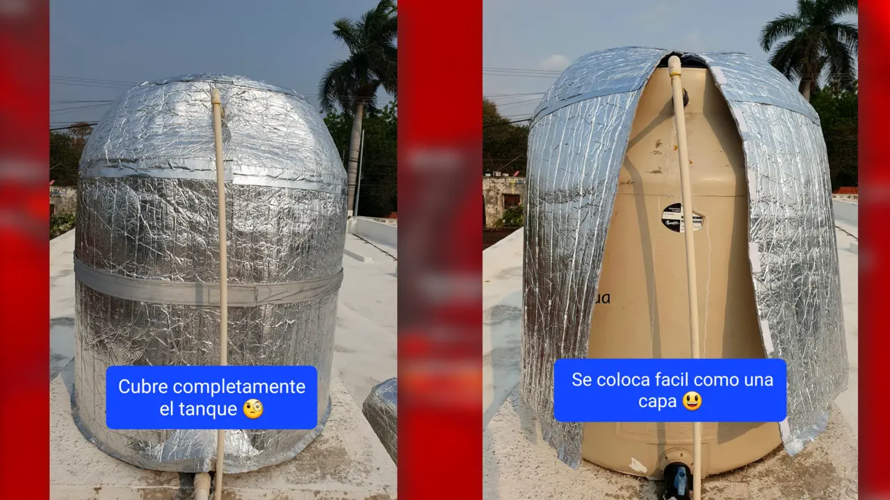 Los inclementes rayos del sol hacen casi hervir los contenedores de agua situados en los techos de las casas Foto: Redes sociales