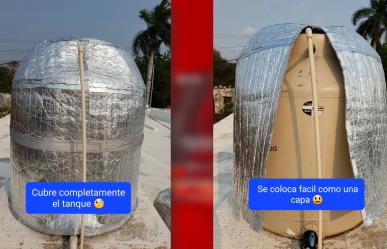 Forran tinacos en Yucatán para mantener el agua fresca durante la ola de calor