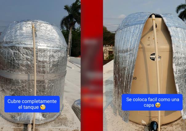 Forran tinacos en Yucatán para mantener el agua fresca durante la ola de calor