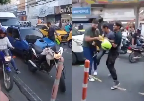 ¡Aaaah cu..co! Motociclista busca pelea y sale huyendo al ver a rival (VIDEO)