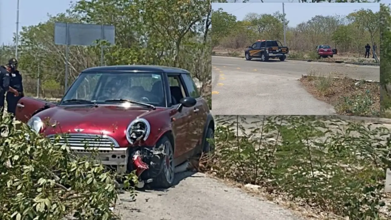 El Mini Cooper de la estudiante termino sobre uno de los jardines y una ciclovía Foto: Redes sociales