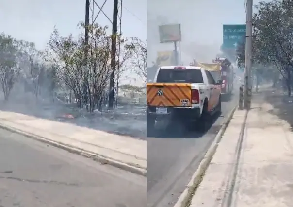 Se registra incendio en orillas del río La Silla al sur de Monterrey