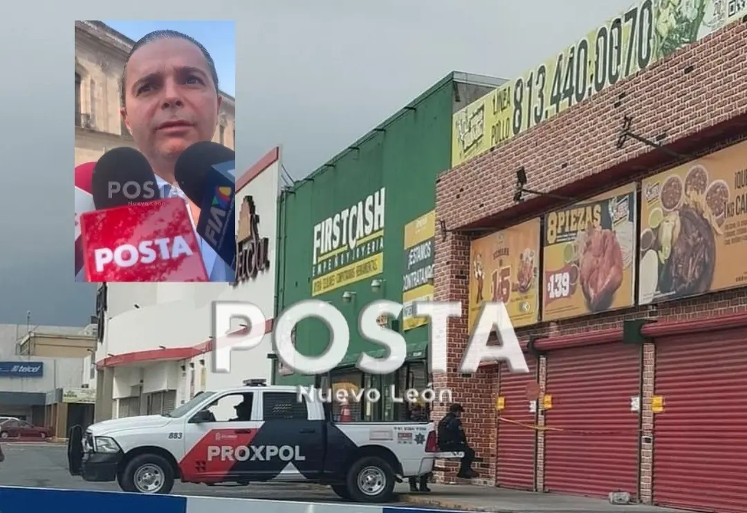 El encargado del despacho de la Fiscalía General de Justicia de Nuevo León explicando los resultados obtenidos de la salmonella y una sucursal cerrada en Escobedo. Foto: POSTA MX/Archivo.