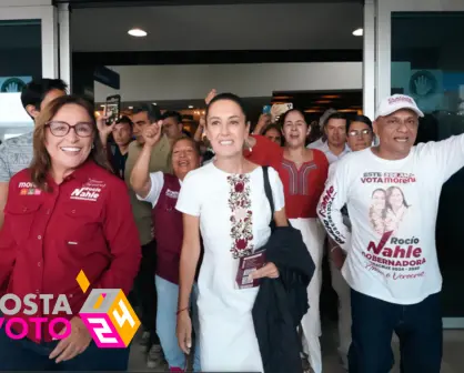 Sheinbaum captada en el aeropuerto de Veracruz; último fin de semana de campaña