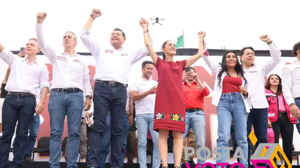 Sheinbaum y Armenta prometen transformación en cierre de campaña en Puebla