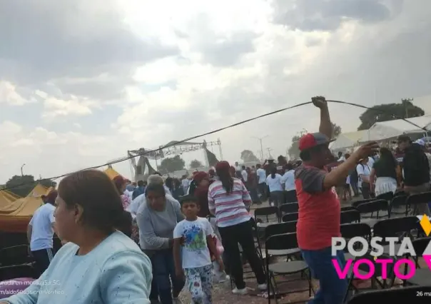Cae lona en cierre de campaña de Morena en Xonacatlán, hay 39 lesionados (VIDEO)