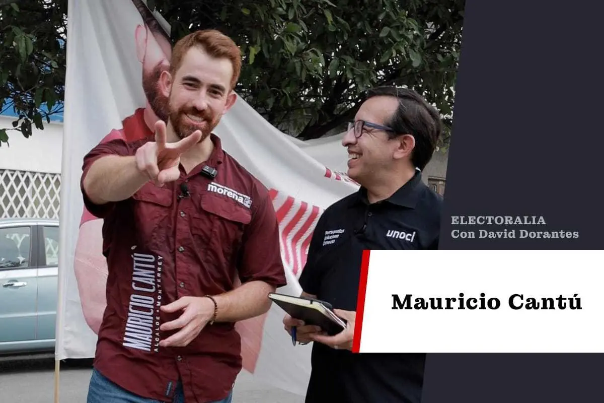 Mauricio Cantú, candidato de MORENA a la alcaldía de Monterrey y el consultor de UNOCI, David Dorantes. Foto: POSTA MX