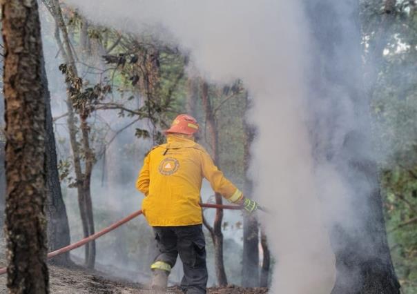 Extinguen 40% incendio forestal en Santiago, Nuevo León