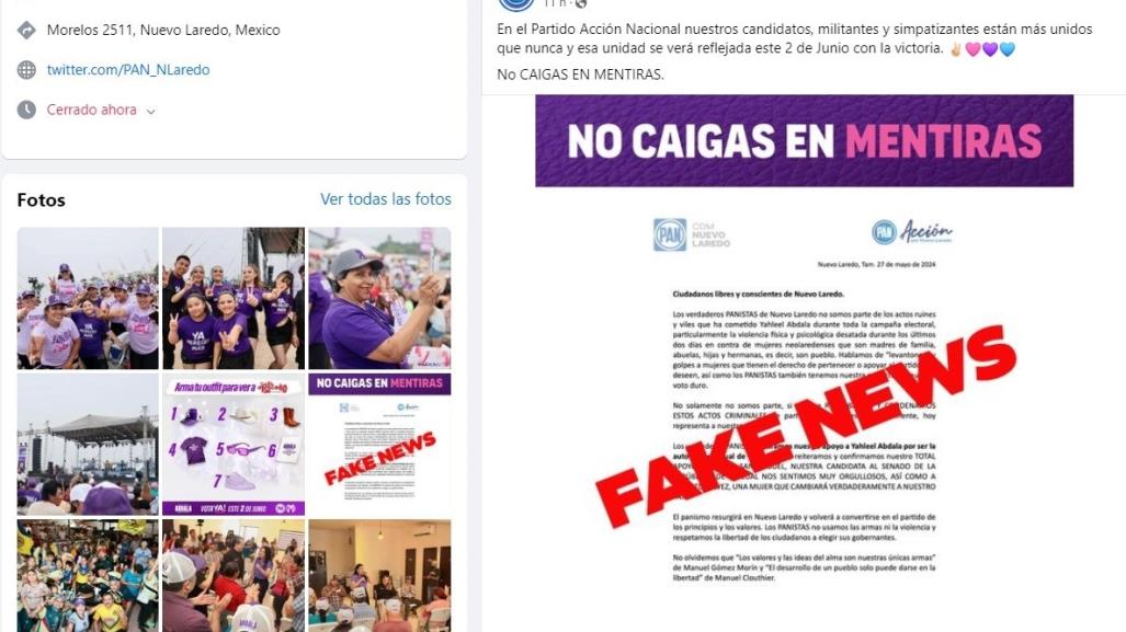 PAN de Nuevo Laredo denuncia página de FB con informacion falsa