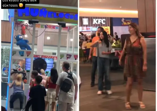 Ganan peluche gigante en Valle Oriente y regios les hacen fiesta (VIDEO)