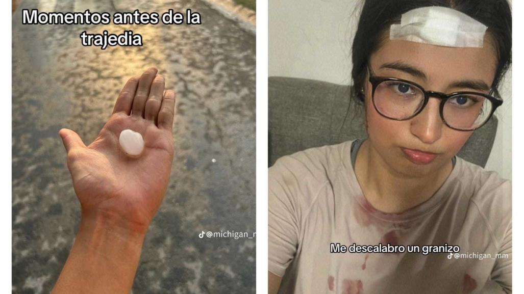 Granizo descalabra a joven en Nuevo León (VIDEO)