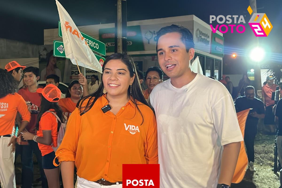 Vida Gómez, aspirante a la gubernatura de Yucatán por Movimiento Ciudadano y Gerardo Ocampo, candidato a la alcaldía de Mérida. Foto: Patricia Euan