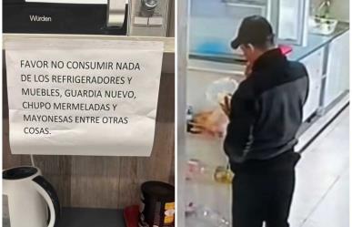 Captan a guardia comiendo alimentos de refri de empresa (VIDEO)